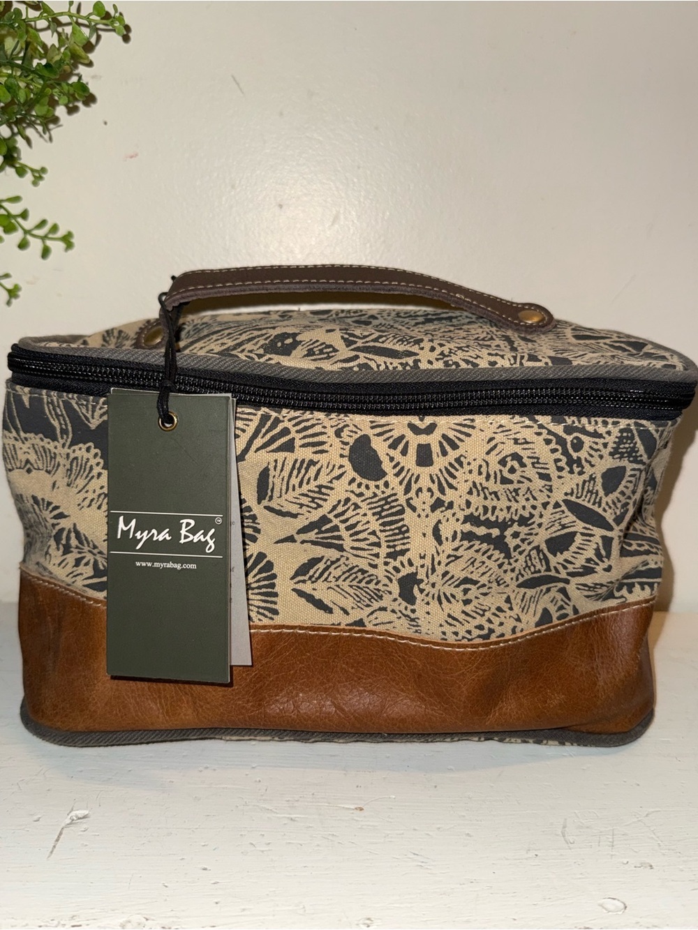 Myra Bag Toiletry Case in Tan & Brown with Black Print NWT - Picture 2 of 7